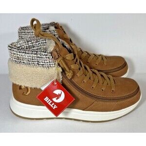 BILLY - Comfort Cuff  Zip On Boots Shoes - Cognac - Women's 8 Medium Width - NEW